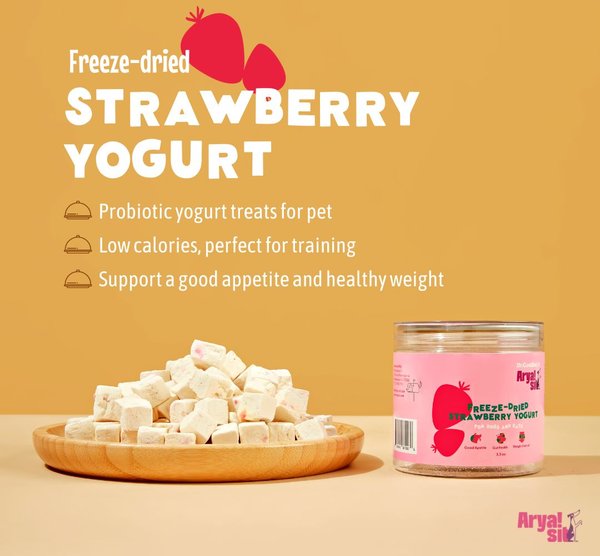 Arya Sit Strawberry Yogurt Freeze-Dried Dog Treats, 3.5-oz jar