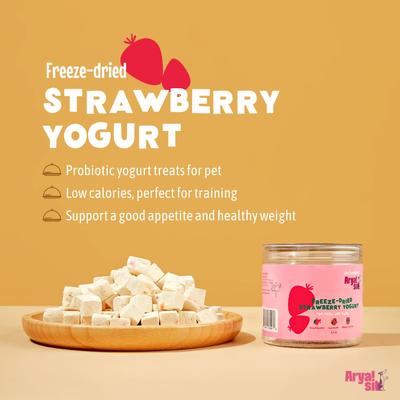 Show full view: Arya Sit Strawberry Yogurt Freeze-Dried Dog Treats, 3.5-oz jar slide 4 of 8
