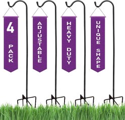 Ashman Adjustable Shepherd Hook with 4 Prongs, Black, 4 count