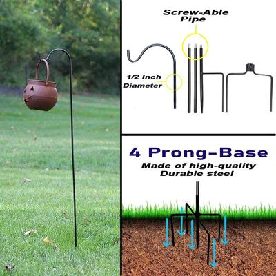 Show full view: Ashman Adjustable Shepherd Hook with 4 Prongs, Black, 4 count slide 2 of 6