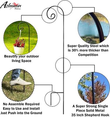 Show full view: Ashman Curled Shepherd Hook, Black, 6 count slide 3 of 5