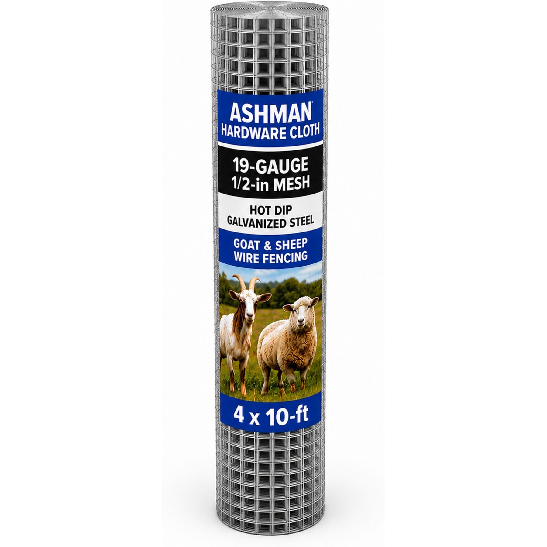Ashman Hardware Cloth 19-Gauge 1/2-in Mesh Hot Dip Galvanized Steel Goat & Sheep Wire Fencing, 4 x 10-ft