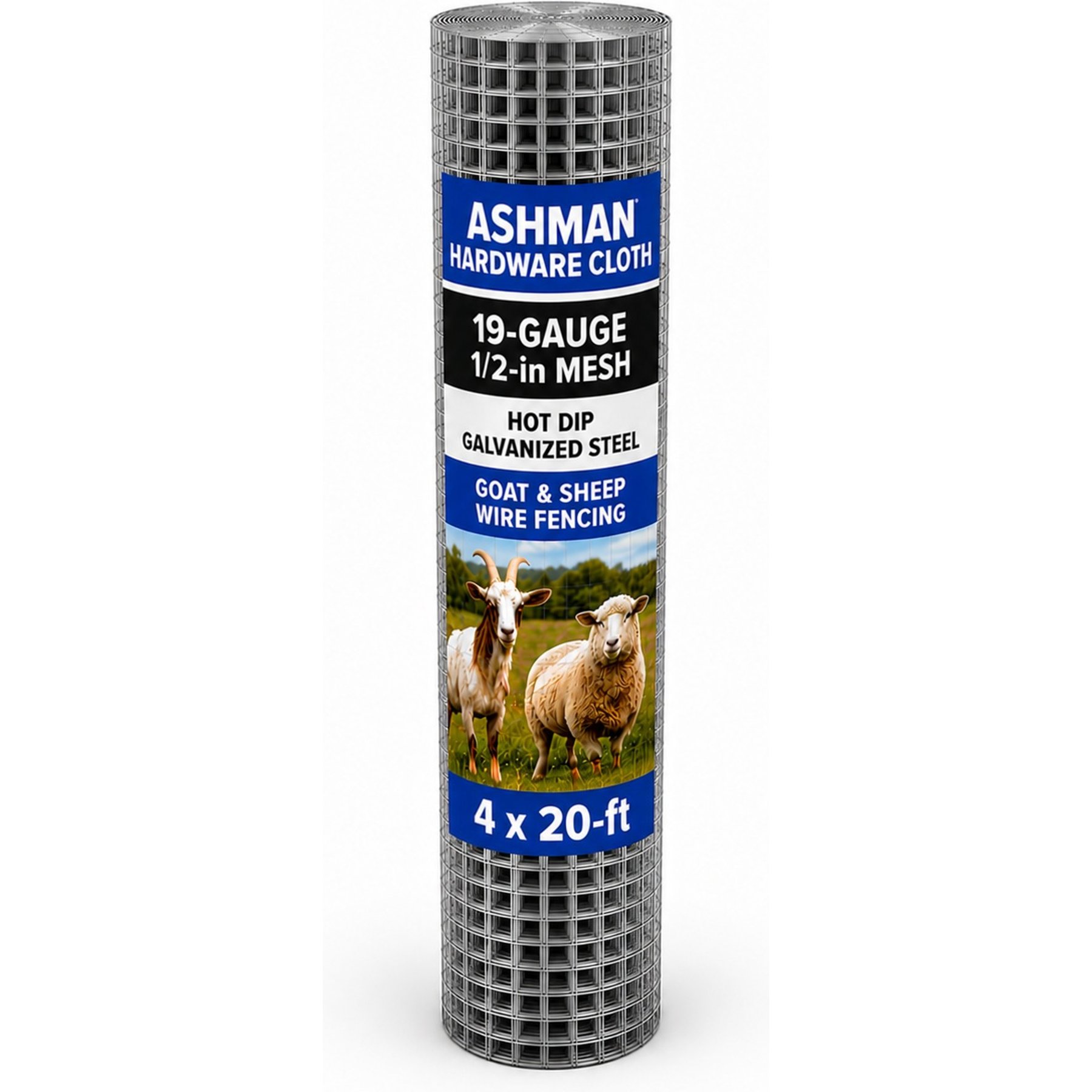 Ashman Hardware Cloth 19-Gauge 1/2-in Mesh Hot Dip Galvanized Steel Goat & Sheep Wire Fencing, 4 x 20-ft