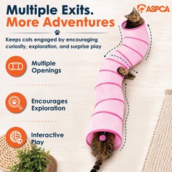 ASPCA Interactive Collapsible Crinkle Play Tunnel with Hanging Rattle Cat Toy, Pink slide 2 of 7