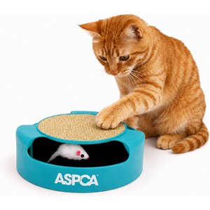 ASPCA Interactive Rolling Ball Plush Mouse Chase Track Catnip Scratchers Cat Toy, Blue