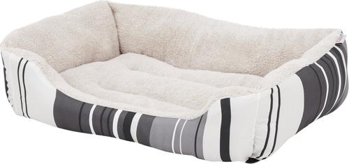 Show full view: ASPCA Microtech Striped Bolster Dog Bed, Gray slide 3 of 7
