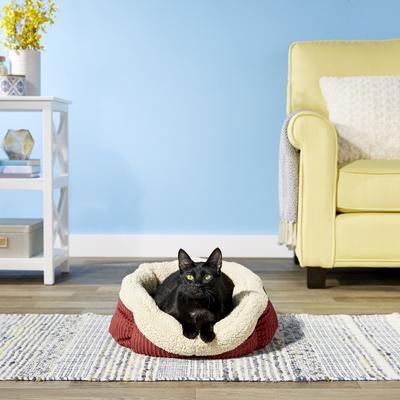Show full view: Aspen Pet Self-Warming Bolster Cat & Dog Bed, Warm Spice/Cream, 19-in slide 6 of 8