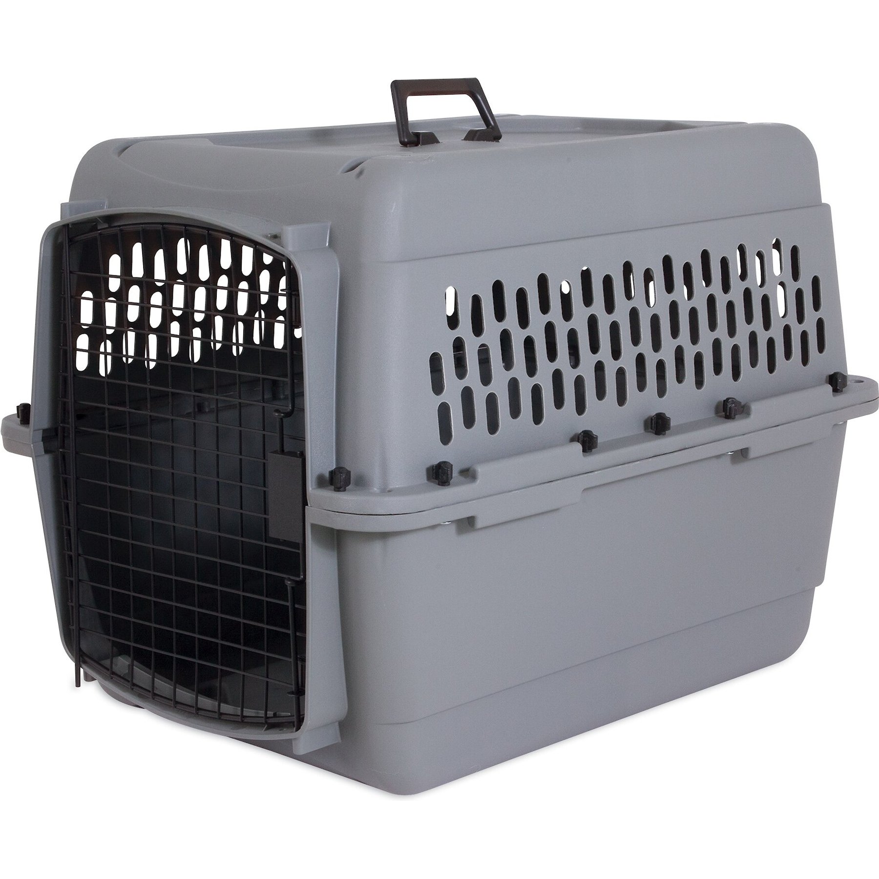 Aspen Pet Traditional Dog & Cat Carrier, Light Gray, 28-in