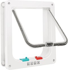 ATJafurn Thin Adjustable 4-Way Locking Flap Safe Waterproof Cat Door, White