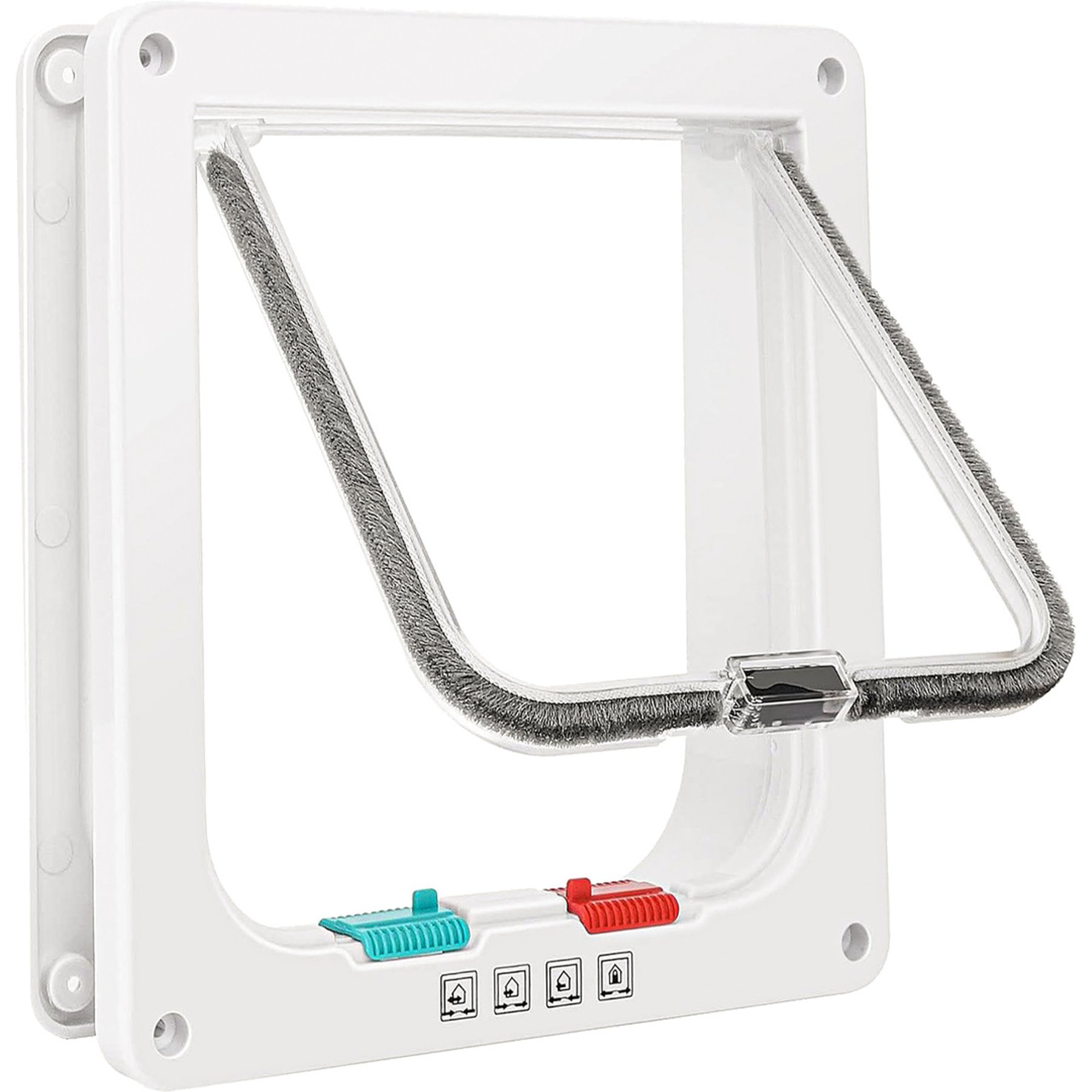 ATJafurn Thin Adjustable 4-Way Locking Flap Safe Waterproof Cat Door, White