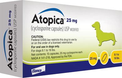 Atopica (Cyclosporine Modified) Capsules for Dogs, 25-mg, 15 capsules