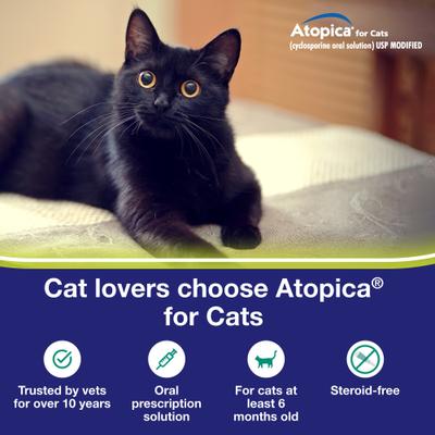Show full view: Atopica (Cyclosporine) Oral Solution USP MODIFIED for Cats, 100 mg/mL, 5-mL slide 3 of 12