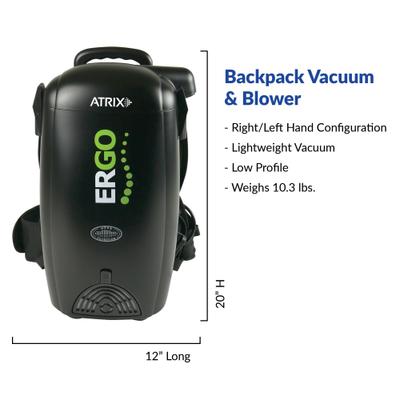 Show full view: Atrix Ergo Commercial 8-qt Backpack Vacuum, Black slide 2 of 9