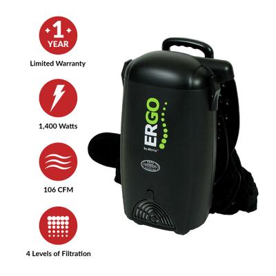 Show full view: Atrix Ergo Commercial 8-qt Backpack Vacuum, Black slide 5 of 9