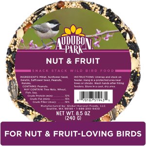 Audubon Park Nut & Fruit Snack Stack Seed Wild Bird Food, 7-oz box, 6 count