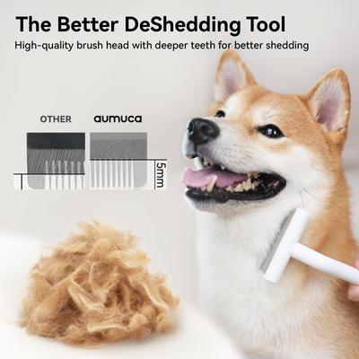 Show full view: aumuca Pet Deshedding Tool for Short-Haired Dogs & Cats, White slide 4 of 12