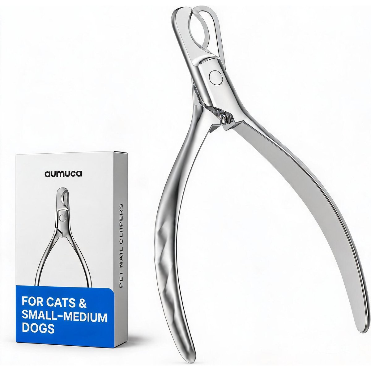 aumuca Stainless Steel Non-Slip Grip Nail Clippers for Cat & Small Dog