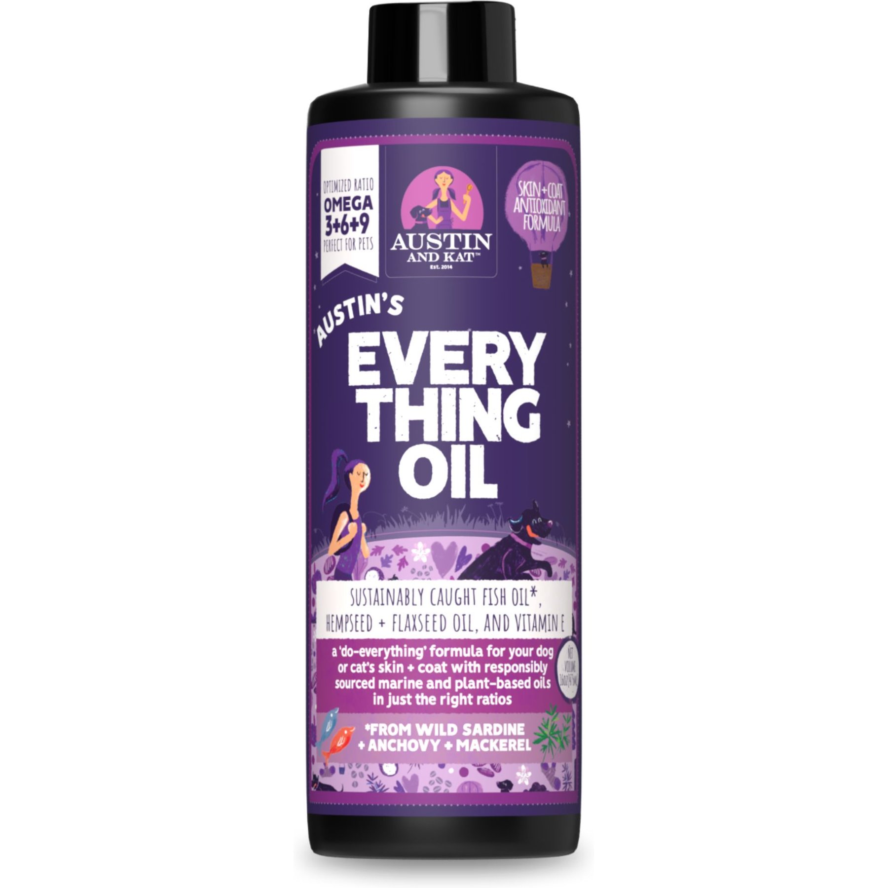 Austin and Kat Austin's Everything Oil Omega Fish Oil Liquid Skin & Coat Supplement for Dogs, 16-fl oz bottle