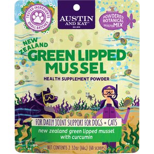 Austin and Kat Austin's Green Lipped Mussel GLM Mobility Dog & Cat Supplement, 2.32-oz bag