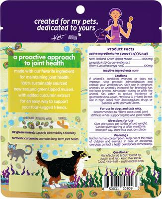 Show full view: Austin and Kat Austin's Green Lipped Mussel GLM Mobility Dog & Cat Supplement, 2.32-oz bag slide 3 of 8