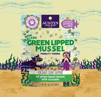 Show full view: Austin and Kat Austin's Green Lipped Mussel GLM Mobility Dog & Cat Supplement, 2.32-oz bag slide 4 of 8