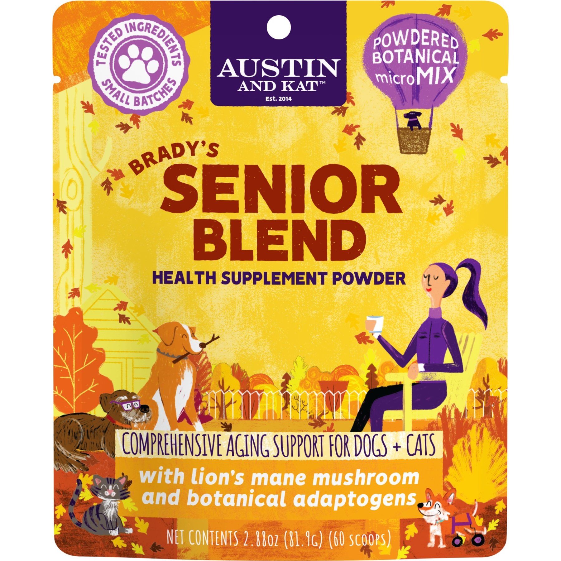 Austin and Kat Brady's Senior Blend Multivitamin Dog & Cat Supplement, 2.90-oz bag