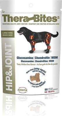 Show full view: Aventix Thera-Bites Hip & Joint Support Chicken Liver Flavor Soft Chews Large Dog Supplement, 60 count slide 1 of 5