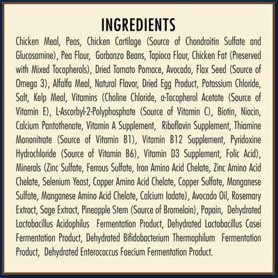 Show full view: AvoDerm Advanced Joint Health Chicken Meal Formula Grain-Free Dry Dog Food, 4-lb bag slide 7 of 8