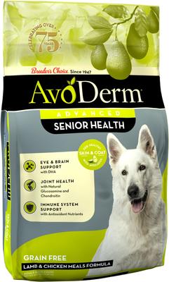 Show full view: AvoDerm Advanced Senior Health Lamb & Chicken Meal Formula Dry Dog Food, 24-lb bag slide 1 of 11