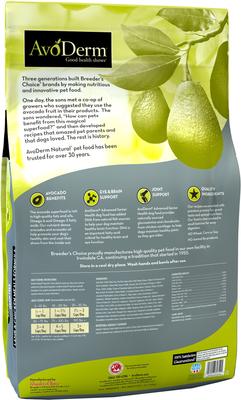 Show full view: AvoDerm Advanced Senior Health Lamb & Chicken Meal Formula Dry Dog Food, 24-lb bag slide 3 of 11