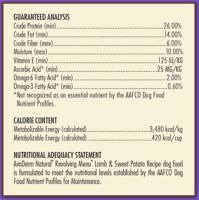 Show full view: AvoDerm Advanced Limited Ingredient Diet Lamb & Sweet Potato Adult Dry Dog Food, 22-lb bag slide 7 of 9
