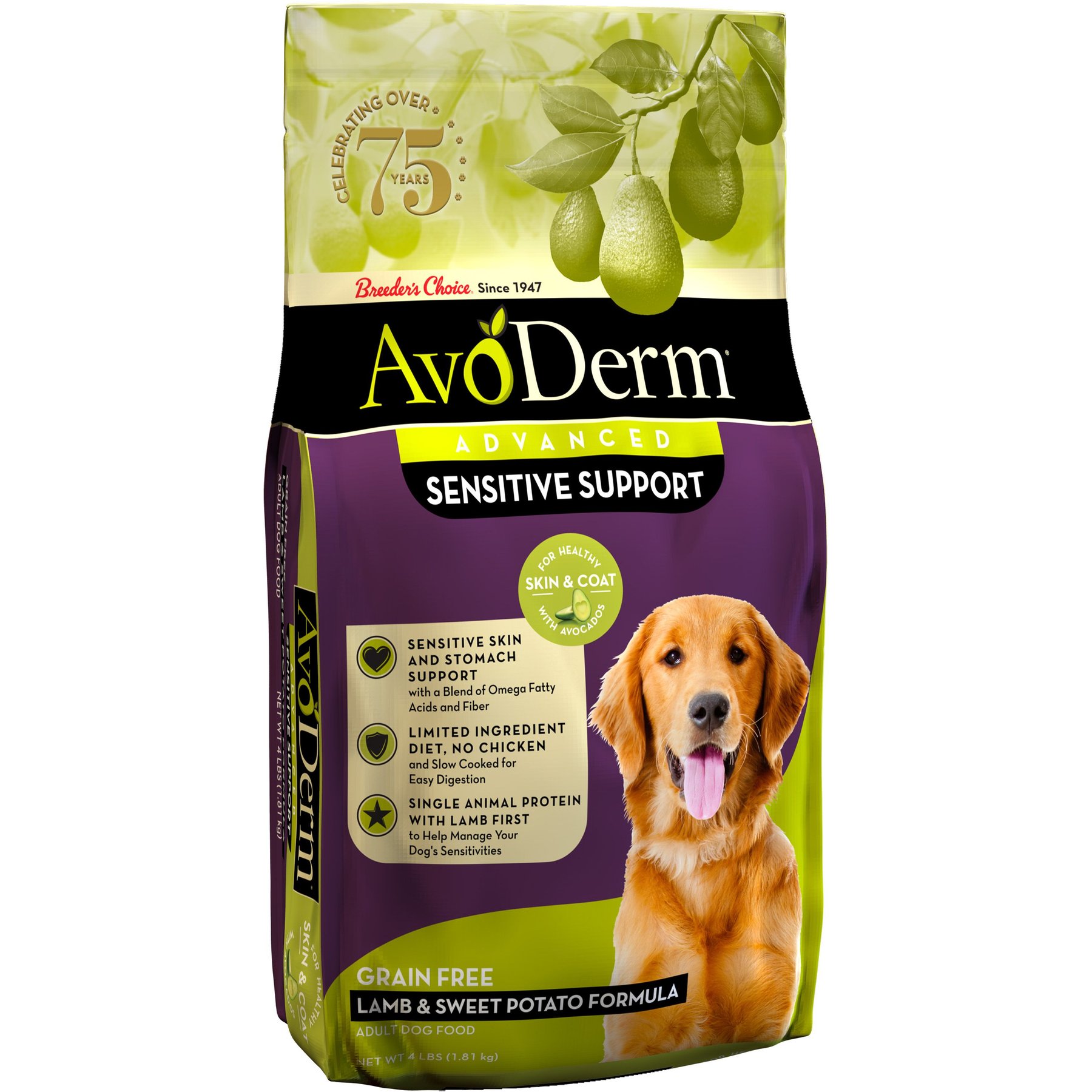AvoDerm Natural Revolving Menu Lamb & Sweet Potato Dry Dog Food, 4-lb