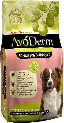 Show full view: AvoDerm Advanced Sensitive Support Salmon & Oatmeal Formula Dry Dog Food, 4-lb bag slide 1 of 8