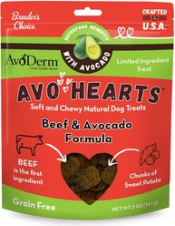 AvoDerm AvoHearts Beef & Avocado Formula Dog Treats, 5-oz bag