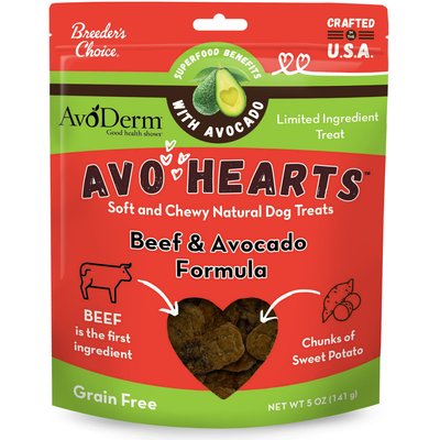 AvoDerm AvoDerm AvoHearts Beef & Avocado Formula Dog Treats, 5-oz bag