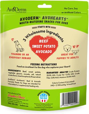 Show full view: AvoDerm AvoHearts Beef & Avocado Formula Dog Treats, 5-oz bag slide 4 of 5
