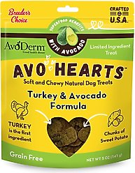 AvoDerm AvoHearts Turkey & Avocado Formula Dog Treats, 5-oz bag