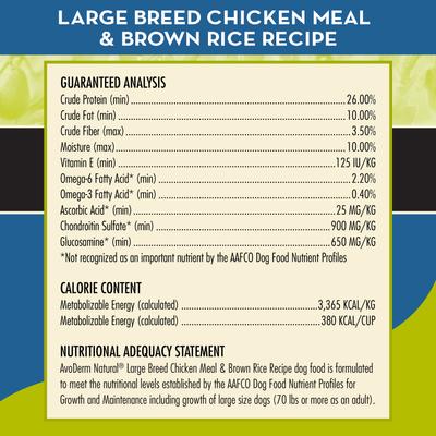 Show full view: AvoDerm Chicken Meal & Brown Rice Recipe Large Breed Adult Dry Dog Food, 26-lb bag slide 6 of 9