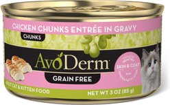 AvoDerm Natural Grain-Free Chicken Chunks Entree in Gravy Canned Cat Food, 3-oz, case of 24