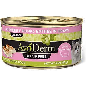 AvoDerm Natural Grain-Free Chicken Chunks Entree in Gravy Canned Cat Food, 3-oz, case of 24