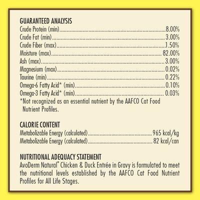 Show full view: AvoDerm Natural Grain-Free Chicken & Duck Entree in Gravy Canned Cat Food, 3-oz, case of 24 slide 7 of 10