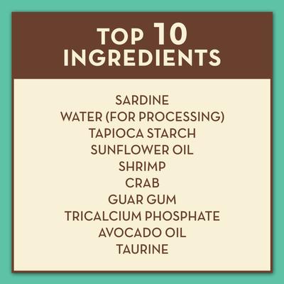 Show full view: AvoDerm Natural Grain-Free Sardine, Shrimp & Crab Meat Entree in Gravy Canned Cat Food, 3-oz, case of 24 slide 5 of 10