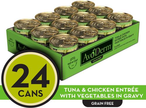 Show full view: AvoDerm Natural Grain-Free Tuna & Chicken Entree with Vegetables Canned Cat Food, 3-oz, case of 24 slide 3 of 10