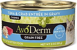 AvoDerm Natural Grain-Free Tuna & Crab Entree in Gravy Canned Cat Food, 3-oz, case of 24