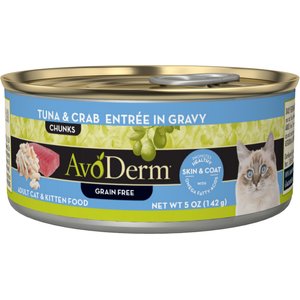 AvoDerm Natural Grain-Free Tuna & Crab Entree in Gravy Canned Cat Food, 5-oz, case of 24