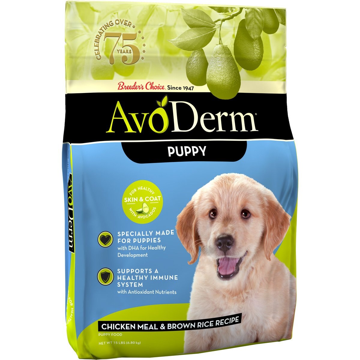 AvoDerm Natural Chicken & Brown Rice Puppy Dry Dog Food, 15-lb bag