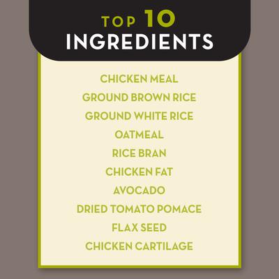 Show full view: AvoDerm Senior Chicken Meal & Brown Rice Recipe Dry Dog Food, 26-lb bag slide 5 of 9