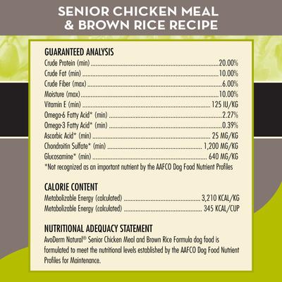 Show full view: AvoDerm Senior Chicken Meal & Brown Rice Recipe Dry Dog Food, 4.4-lb bag slide 6 of 9