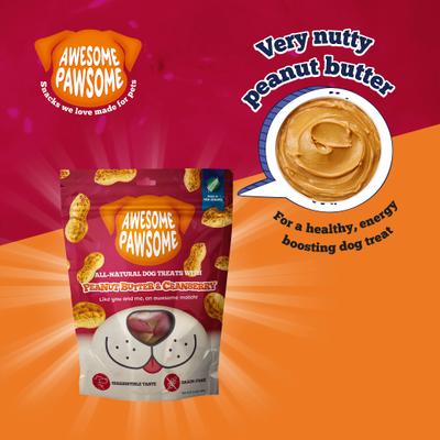 Show full view: Awesome Pawsome Peanut Butter & Cranberry Dog Treats, 3-oz bag slide 5 of 12