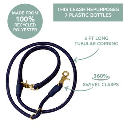 Show full view: Awoo City Standard Dog Leash, 5-ft long, Navy slide 9 of 9